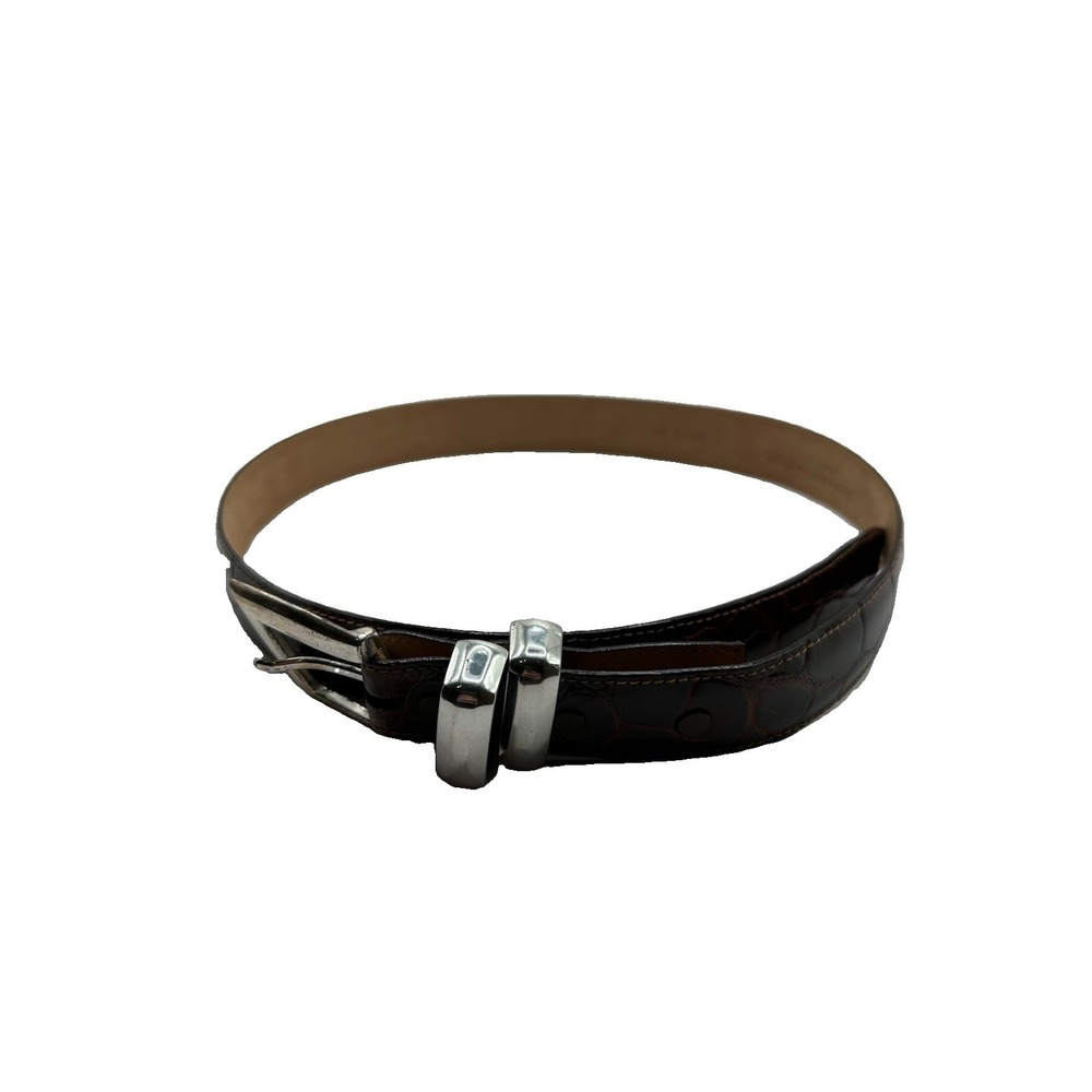 Bespoke Brown Genuine American Alligator Womens Belt Size M USA NWOT